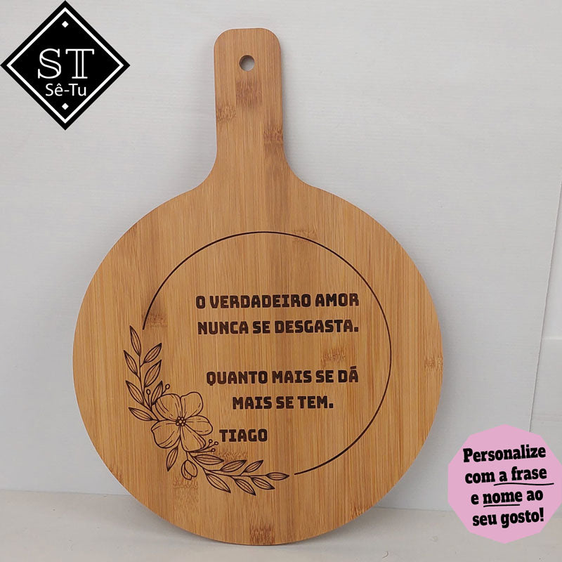 Tábua de Corte em Bambu O Verdadeiro Amor nunca se Desgata